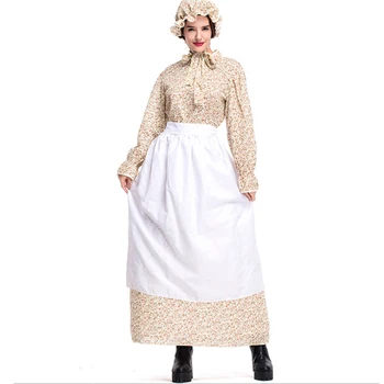 Büyükanne Kurt Cosplay Üniforma Elbise Önlük Seti Peri Masalı Kırsal Çiftlik Elbiseler Cadılar Bayramı Kostümleri Kadınlar ve Bebek Kızlar için