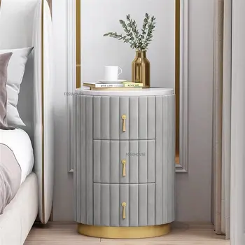 Modern Mermer Başucu Masa yatak odası mobilyası ışık Lüks Üç Çekmeceli Komidin Çok fonksiyonlu Depolama komodinler