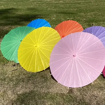60cm Düz Renk Dans Kağıt Şemsiye Boyama Çin Kağıt Şemsiye Düğün Parti Dekorasyon İyilik Klasik Şemsiye