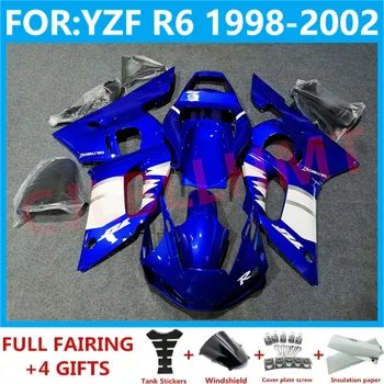 YENİ ABS Motosiklet Enjeksiyon kaporta kiti İçin fit YZF R6 YFZ-R6 1998 1999 2000 2001 2002 Kaporta Fairings kitleri set mavi beyaz