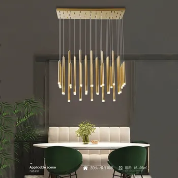 Gül altın restoran Avize basit modern dubleks bina bar sayacı bar salonu yaratıcı kişilik tasarımcı LED uzun lamba