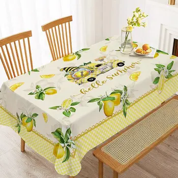 Yaz Keten Limon Masa Örtüsü İskandinav Klasik Ekose Kamyon Yıkanabilir Piknik Masa Örtüsü için Parti Açık Akşam Yemeği Restoran Mutfak