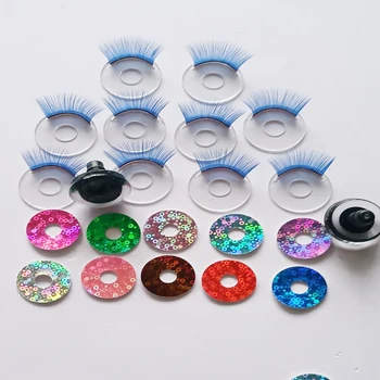 20 adet 12-35mm Mavi Kirpik Güvenlik Glitter Kabarcık Yıkayıcı Oyuncak Gözler Kirpik DIY Peluş DIY Bebek Yapımı peluş oyuncak Gözler Kirpik