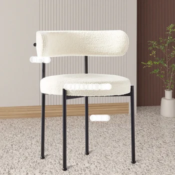 Iskandinav Minimalist Kuzu Yün yemek sandalyeleri Oturma Odası Mobilya Tasarımcısı Arkalığı tekli koltuk Makyaj Vanity Sandalye