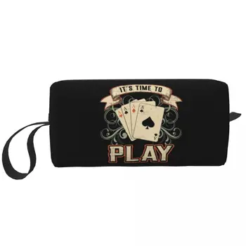 Sevimli Kartları Kart Oynama Günü Poker Seyahat makyaj çantası Kadın Oyun Oyuncuları Kozmetik Makyaj Çantası Güzellik Depolama Dopp Kiti