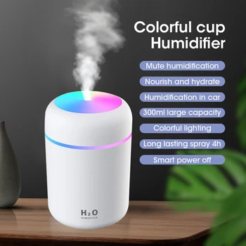 Haijieer Hava Nemlendirici 300 ml Düşük Gürültü Parfüm Mist Maker Taşınabilir USB uçucu Yağlar Difüzör ile Gece Lignt İçin Ev ofis