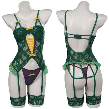 Hocus Cosplay Pocus Fantezi Winifred Sanderson Seksi iç çamaşırı seti Kostüm Sutyen Askıları Kıyafetler Kadın Yetişkin Cadılar Bayramı Karnaval Elbise