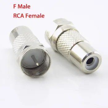 2 adet Adaptör F Tipi Erkek Tak RCA Dişi Jack TV Video Konektörü Koaksiyel Kablo Düz RF Koaksiyel