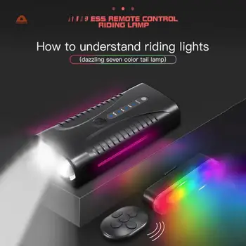 Renkli Arka Lambaları İndüksiyon Trompet Far Dağ Bisikleti Farlar USB Şarj Yol Dağ Gece Sürme Arka Lambası Seti