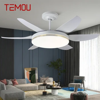 TEMOU fan ışık iskandinav LED ışıklı tavan fanı Modern Minimalist restoran, Oturma Odası, Yatak odası ticari elektrikli Fan