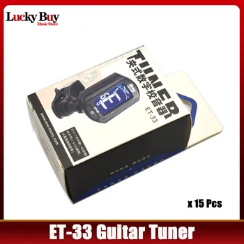 15 adet Akustik Gitar Tuner Gitar Kromatik ENO ET-33 klipsli Dijital LCD Kromatik Bas Keman Ukulele (Siyah)