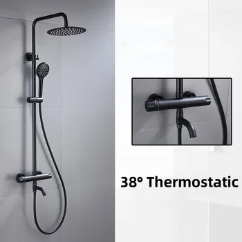 Termostatik Duş Seti Siyah Musluk Sıcaklık Banyo Sistemi musluk bataryası Salle De Bains Intelligente El Püskürtücü