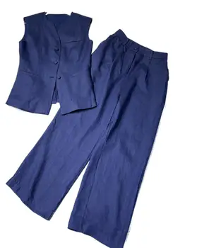 2023 Kadın Giyim Yeni Yelek Geniş Bacak Pantolon Takım Elbise 0726