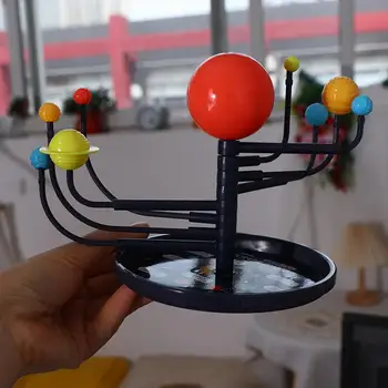 Standı Montaj Planetaryum Çocuk Çocuklar Bilim Projesi Hediye Plastik Astronomi 9 Gezegenler DIY Oyuncaklar Güneş Sistemi Modeli