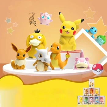 Pokemon Rakamlar Akrilik Şeffaf Kutu Oyuncak Anime Figürü Pikachu Cubone Psyduck Slowpoke Jigglypuff Pvc Model Oyuncaklar Çocuklar İçin Hediye