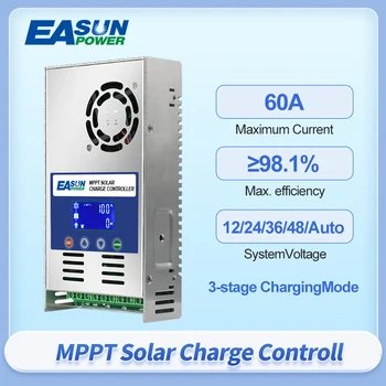 EASUN güneş şarj kontrol cihazı MPPT 60A Desteği 12V 24V 36V 48V Pil aşırı şarj koruması Max PV Girişi 190Voc lcd ekran