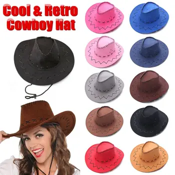 Moda Unisex Süet kovboy şapkası süslü elbise Caz Şapka Batı Tarzı Geniş kenarlı fötr şapka Şapka Panama Kap Şapkalar Kap