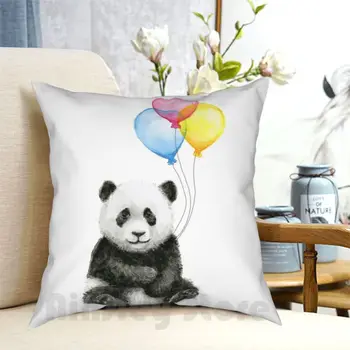 Bebek Panda Suluboya Balonlar Kreş Hayvan Sanat Yastık Kılıfı Baskılı Ev Yumuşak kırlent Bebek Panda Panda Panda
