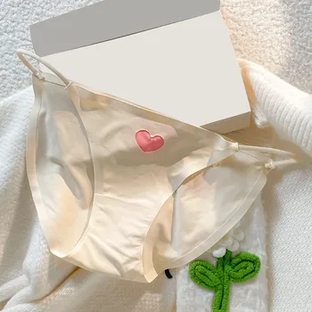 Sevimli Pembe Kalp İç Çamaşırı Kadın Pantys İç Çamaşırı Külot Orta Bel Dikişsiz Külot İç Çamaşırı Nefes Calzoncillos