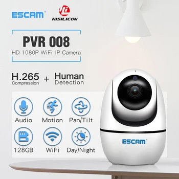 ESCAM PVR008 Mini Ev Ofis Güvenlik İzleme Kamera Otomatik İzleme PTZ Kamera 2MP 1080P kablosuz wifi ip kamera P6SLite