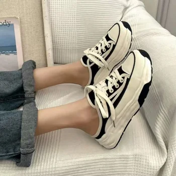 Platform Sneakers Kadınlar için 2023 İlkbahar Yaz Sonbahar Yeni Tasarımcı Moda Rahat kadın Yarım Terlik Zapatos De Mujer Ayakkabı