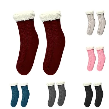 Kadın Düz Renk Sıcak Ekstra Kalın Ve Polar Yetişkin Kat Çorap Kapalı Halı Çorap Çorap Kalın Pamuklu Kadın
