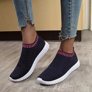 Yeni Flashion kadın gündelik ayakkabı Nefes Konfor Platformu Slip-On Tenis Ayakkabıları Zapatos Mujer Artı Boyutu 43