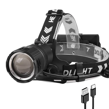 30W Güvenlik far el feneri Uzun menzilli Tip-C USB Şarj Kafa ışıklı fener Teleskopik Zoom Kamp Yürüyüş Balıkçılık için Macera