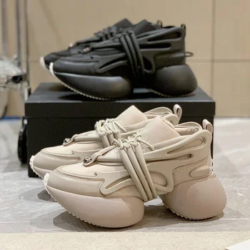 Kadın Ayakkabı Hakiki deri Platformu Ayakkabı Kadın rahat ayakkabılar Tıknaz Sneaker Tasarımcı Kalın Taban Baba Ayakkabı