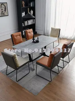Minimalist deri yemek sandalyesi ev modern minimalist masa sandalye yatak odası makyaj koltuğu net kırmızı ıns sandalye ışığı lüks arkalığı