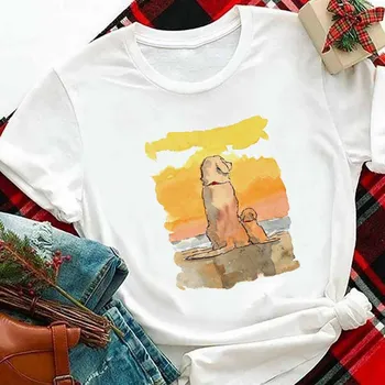 T-shirt Noel Rahat Yaz Sevimli Köpek Desen T-shirt kadın rahat giyim Tatlı Sevimli Kısa Kollu kadın baskılı tişört