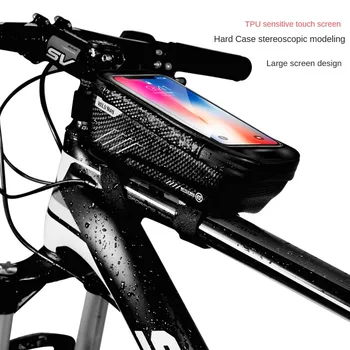 Bisiklet çanta çerçevesi Ön Üst Tüp Bisiklet Çantası Gidon Dokunmatik Ekran Yağmur Geçirmez Polyester Bisiklet telefon tutucu Bisiklet Aksesuarları