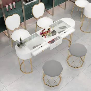 İskandinav tırnak masaları Modern Minimalist Tek Çift manikür masaları Tasarımcı manikür masası Sandalye Seti Profesyonel tırnak masası L