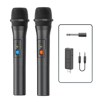 2 Adet USB Alıcı El Karaoke Mikrofon Ev Partisi Akıllı TV Hoparlör Şarkı Mikrofon Siyah