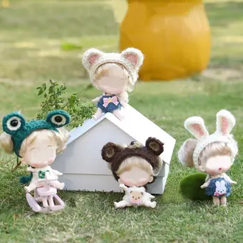 YMY Bebek Kap Sevimli Kurbağa Ayı Tavşan Kulak Bandı Yün Örme Bere OB11 oyuncak bebek giysileri Aksesuarları Şekil Eylem Oyuncaklar
