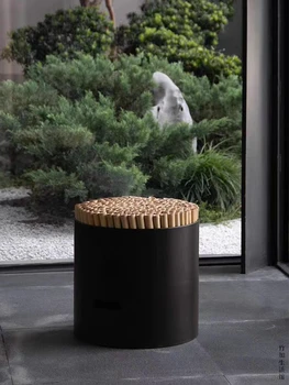 Tasarımcı Bambu Bar Taburesi Ev Mobilyaları Çay Odası Dairesel Tabure Ayakkabı Değişen Tabure Modern Moda İskandinav Yemek Taburesi