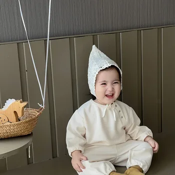 2023 Sonbahar Yeni Bebek Uzun Kollu Giyim Seti Bebek Gevşek Pamuklu Waffle Kazak + Pantolon 2 adet Takım Elbise Toddler Kız Kıyafetler