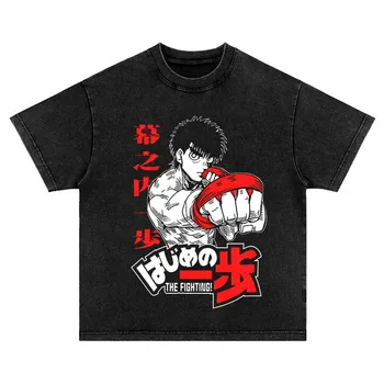 2023 Moda Unisex TShirt Büyük Boy Hajime Hiçbir Ippo Anime Tee Hip Hop Streetwear O-boyun Kısa Kollu Japonya Desen Baskı T-shirt