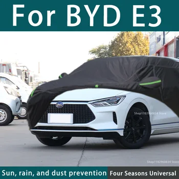 BYD için E3 210T Tam araba kılıfı S Açık Uv Güneş Koruma Toz Yağmur Kar Koruyucu anti-dolu araba kılıfı Otomatik Siyah Kapak