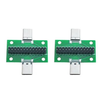 2X Erkek Kadın Tipi C Testi PCB kartı Evrensel Kurulu USB 3.1 Portu İle 20.6X36. 2MM Test Kurulu Pimleri İle