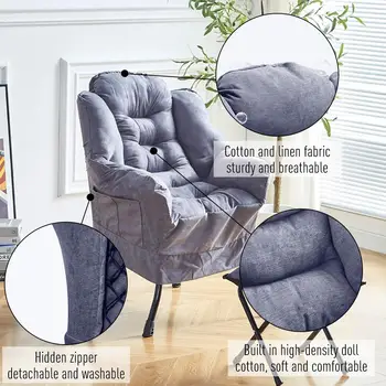Modern Döşemeli Tembel Sandalye osmanlı koltuk Sandalye Seti Kol Dayama İle Yan Cep Okuma Koltuğu Oturma Odası Yatak Odası İçin