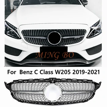 Mercedes Benz C Sınıfı için W205 Spor Yarış Izgara Kamera İle AMG GT Elmas 2019-2021 Ön Tampon Izgarası