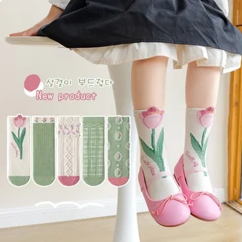 5 Çift / takım Çocuk Çorap Çocuklar için Kış Sıcak Pamuk Çiçek Bebek Çorap Sevimli Karikatür Tavşan Jakarlı Örgü Kız Çorap Yeni 1-12Y
