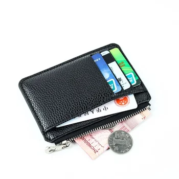 Ince cüzdan PU Deri Kadın Erkek kart tutucu Unisex Fermuar kartvizit kutusu Kredi Mini Banka Kartları Tutucu Hediye Cüzdan