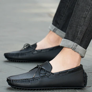 2023 Kaliteli El Dikiş Erkek günlük mokasen ayakkabı kaymaz Hafif Slip-on Sürüş Ayakkabı Yeni Moda erkek Hakiki deri ayakkabı