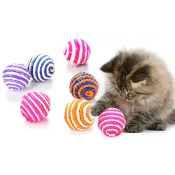 Sisal Halat Tırmalama Topu Pet Tırmalama Topu Çiğnemek İnteraktif Oyuncak Kedi Pet Sisal Halat Örgü Topu Teaser Oyun Çiğneme Çıngırak