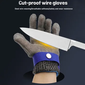 1 adet Paslanmaz Çelik Eldiven Kesim Dayanıklı El Koruyucu Çelik Tel Eldiven Erkekler Kadınlar için Emek Bahçe Mutfak Kasap Aracı