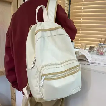 Moda Basit Düz Renk Kadın Sırt Çantası Su Geçirmez Oxford Büyük Kapasiteli omuz çantaları Kız Schoolbag Kore Laptop Sırt Çantaları