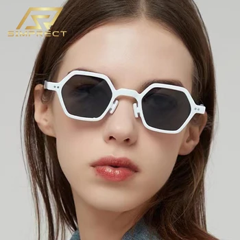 SIMPRECT Küçük Kare Y2K Güneş Kadınlar 2023 Lüks Marka Kaliteli Tasarımcı UV Koruma Moda Vintage güneş gözlüğü Erkekler İçin
