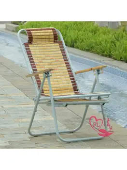 Çelik ızgara bambu tahıl katlanır sandalye plaj sandalyesi uzanmış sandalye kanepe tembel sandalye öğle yemeği molası bambu uzanmış sandalye ofis